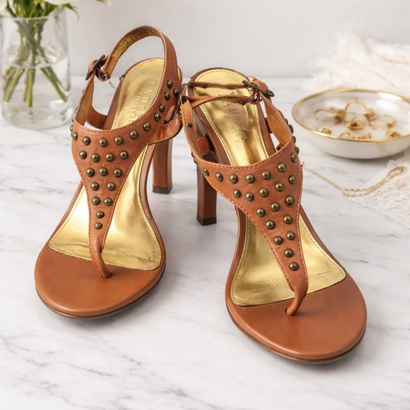 Ralph Lauren Shoes - Ralph Lauren Brown Studded Heels